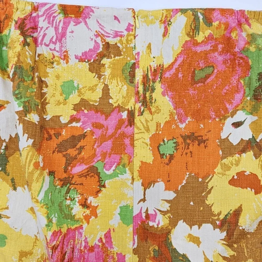 Talbots Pencil Skirt Womens 22 W Retro Floral Colorful Festival Y2K Grunge Mini
